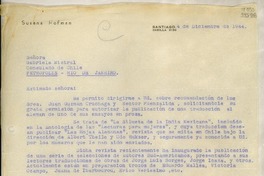 [Carta] 1944 dic. 4, Santiago [a] Gabriela Mistral, Consulado de Chile, Petrópolis, Río de Janeiro