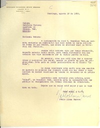 [Carta] 1950 ago. 10, Santiago [a] Señora Gabriela Mistral, Apartado 21, Xalapa, Ver., México