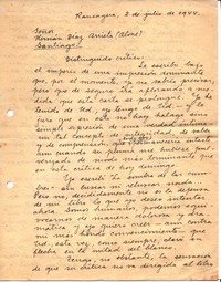 [Carta], 1944 jul. 2 Rancagua, Chile <a> Hernán Díaz Arrieta (Alone)