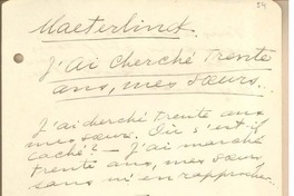 J'ai cherché trente ans, mes sæurs _