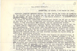 [Carta] 1946 mar. 2, La Plata, Argentina [a] Joaquín Edwards Bello