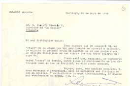 [Carta] 1956 may. 23, Santiago [a] Joaquín Edwards Bello