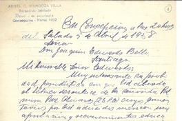 [Carta] 1958 abr. 5, Concepción, Chile [a] Joaquín Edwards Bello