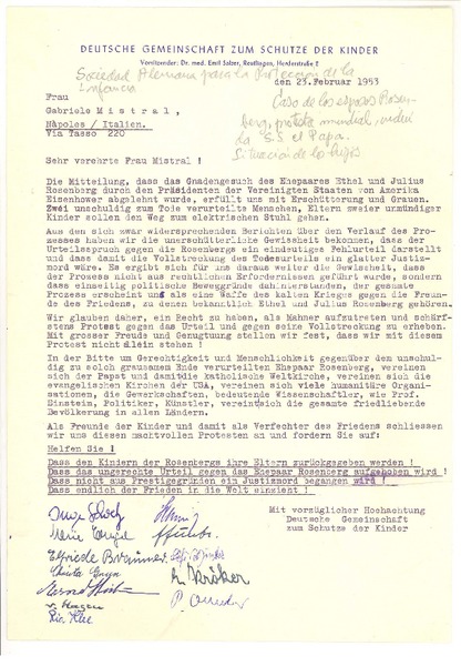 [Carta], 1953 feb. 23, Reutlingen, Alemania [a] Gabriela Mistral, Nápoles, Italia