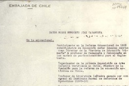 Datos sobre Humberto Díaz Casanueva Datos sobre Humberto Díaz Casanueva