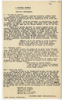 A Gabriela Mistral: Tríptico sentimental A Gabriela Mistral: Tríptico sentimental