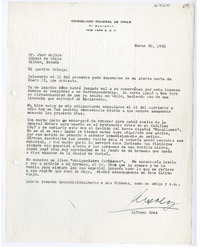 [Carta] 1950 marzo 20, New York [a] Juan Mujica de la Fuente, Bilbao, España