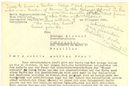 [Carta], 1946 aug. 25, Wien, Österreich [a] Gabriela Mistral