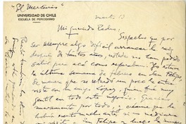 [Carta] [1950] martes 13, Santiago, Chile [a] Pedro Olmos  [manuscrito] Ernesto Montenegro.