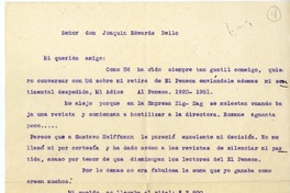 [Carta] [1951] Santiago, Chile [a] Joaquín Edwards Bello  [manuscrito] Elvira Santa Cruz Ossa (Roxane).