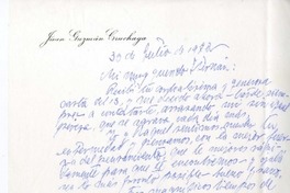 [Carta] 1970 junio 30, Viña del Mar, Chile [a] Hernán del Solar  [manuscrito] Juan Guzmán Cruchaga.