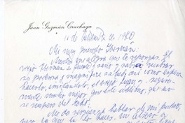 [Carta] 1970 diciembre 11, Viña del Mar, Chile [a] Hernán del Solar  [manuscrito] Juan Guzmán Cruchaga.