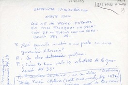 Entrevista imaginaria con Oreste Plath  [manuscrito] Fernando Onfray.