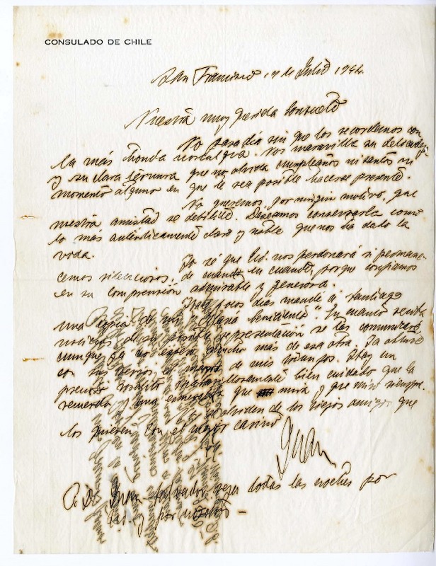 [Carta] 1944 julio 19, San Francisco, California [a] Consuelo  [manuscrito] Juan Guzmán Cruchaga.