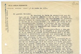 [Carta] 1951 enero 5, Montevideo, Uruguay [a] Mi querida Matilde  [manuscrito] Hugo Emilio Pedemonte.