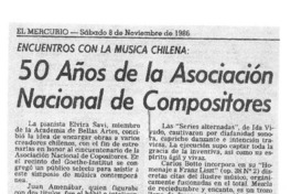 50 Años de la Asociación Nacional de Compositores Encuentros con la música chilena 50 Años de la Asociación Nacional de Compositores Encuentros con la música chilena