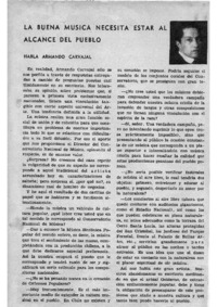 La buena música Necesita estar al alcance del pueblo Habla Armando Carvajal La buena música Necesita estar al alcance del pueblo Habla Armando Carvajal