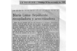 Maria Luisa Sepúlveda: recopiladora y armonizadra Maria Luisa Sepúlveda: recopiladora y armonizadra