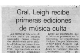 Gral. Leigh recibe primeras ediciones de música culta Gral. Leigh recibe primeras ediciones de música culta