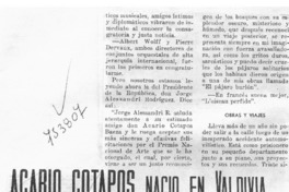 Acario Cotapos nació en Valdivia, pero su obra musical es del mundo Acario Cotapos nació en Valdivia, pero su obra musical es del mundo