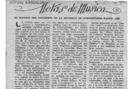 Notas de Música Al margen del concierto de la Sociedad de Compositores Nacionales