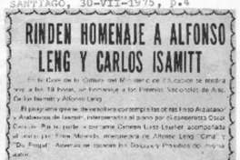 Rinden Homenaje a alfonso Leng y Carlos Isamitt. Rinden Homenaje a alfonso Leng y Carlos Isamitt.