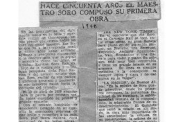 Hace cincuenta años el maestro Soro compuso su primera obra Hace cincuenta años el maestro Soro compuso su primera obra