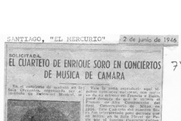El cuarteto de Enrique soro en conciertos de Música de Cámara Solicitada El cuarteto de Enrique soro en conciertos de Música de Cámara Solicitada