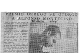 Premio Orrego se otorgó a Alfonso Montecino Premio Orrego se otorgó a Alfonso Montecino