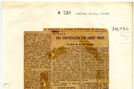 Una conversación con Albert Wolff La obra de Acario Cotapos Una conversación con Albert Wolff La obra de Acario Cotapos
