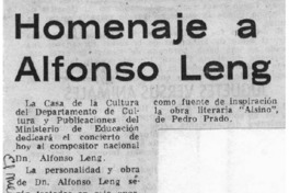 Homenaje a Alfonso Leng Homenaje a Alfonso Leng