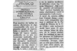 Premio internacional para música electrónica chilena Premio internacional para música electrónica chilena