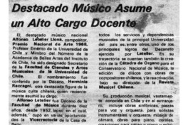 Destacado músico asume un alto cargo docente Destacado músico asume un alto cargo docente