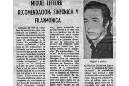 Miguel Letelier, recomendación: Sinfónica y Filarmónica Miguel Letelier, recomendación: Sinfónica y Filarmónica