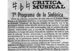 7° Programa de la Sinfónica Crítica Musical 7° Programa de la Sinfónica Crítica Musical