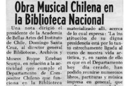 Obra musical chilena en la Biblioteca Nacional Obra musical chilena en la Biblioteca Nacional