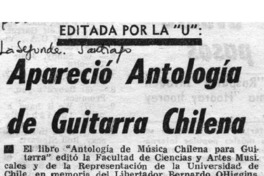 Apareció antología de guitarra chilena Editada por la "U" Apareció antología de guitarra chilena Editada por la "U"