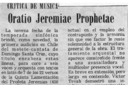 Oratio Jeremiae Prophetae Crítica de Música Oratio Jeremiae Prophetae Crítica de Música
