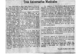 Tres Aniversarios Musicales Tres Aniversarios Musicales