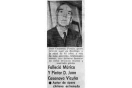 Falleció músico y pintor D. Juan Casanova Vicuña. Falleció músico y pintor D. Juan Casanova Vicuña.