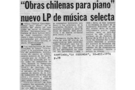 "Obras para Piano" Nuevo LP de música selecta. "Obras para Piano" Nuevo LP de música selecta.