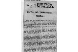 Crítica Musical Recital de compositores chilenos Crítica Musical Recital de compositores chilenos