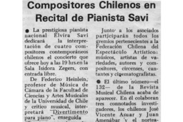 Compositores Chilenos en Recital de Pianista Savi Compositores Chilenos en Recital de Pianista Savi