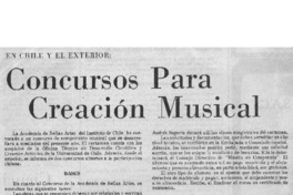 Concursos Para Creación Musical En Chile y el exterior. Concursos Para Creación Musical En Chile y el exterior.