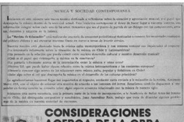 Consideraciones acerca de la obra musical en la sociedad de consumo. Consideraciones acerca de la obra musical en la sociedad de consumo.