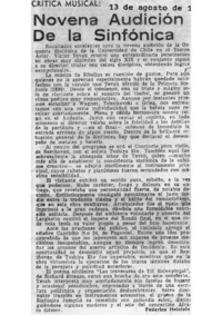 Crítica Musical Novena Audición de la Sinfónica. Crítica Musical Novena Audición de la Sinfónica.