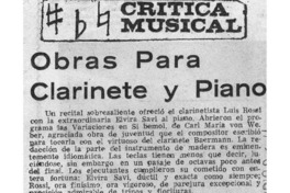 Crítica Musical Obras para Clarinete y Piano Crítica Musical Obras para Clarinete y Piano
