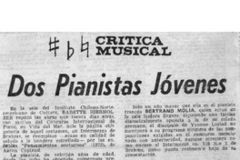Crítica Musical Dos Pianistas Jóvenes Crítica Musical Dos Pianistas Jóvenes