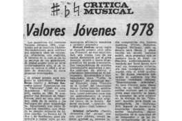 Crítica Musical Valores Jóvenes 1978 Crítica Musical Valores Jóvenes 1978
