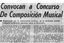 Convocan a Concurso de Composición Musical Convocan a Concurso de Composición Musical